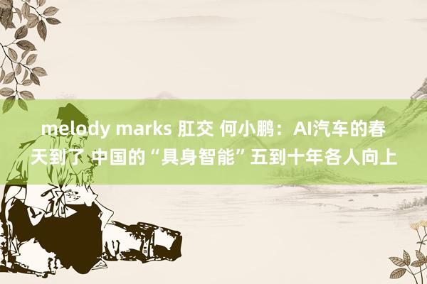 melody marks 肛交 何小鹏：AI汽车的春天到了 中国的“具身智能”五到十年各人向上