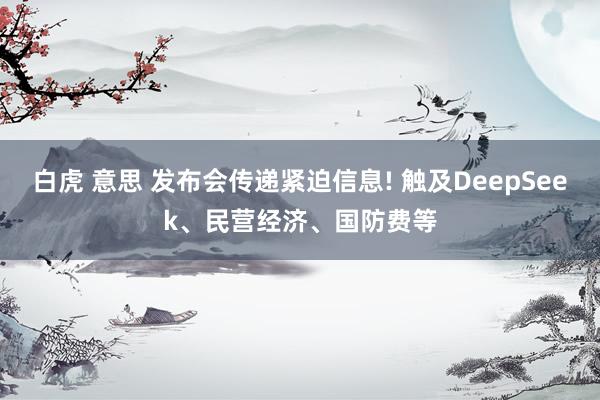 白虎 意思 发布会传递紧迫信息! 触及DeepSeek、民营经济、国防费等