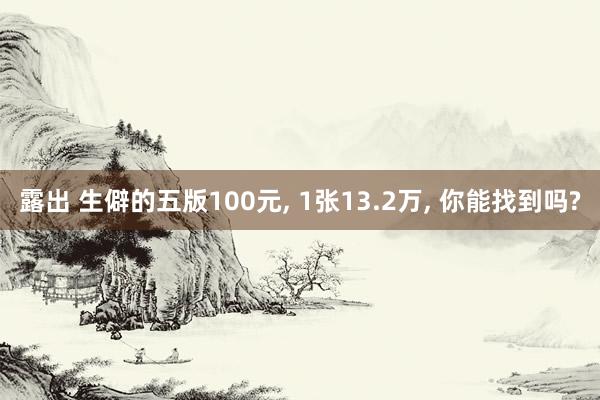 露出 生僻的五版100元， 1张13.2万， 你能找到吗?
