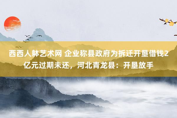 西西人躰艺术网 企业称县政府为拆迁开垦借钱2亿元过期未还，河北青龙县：开垦放手